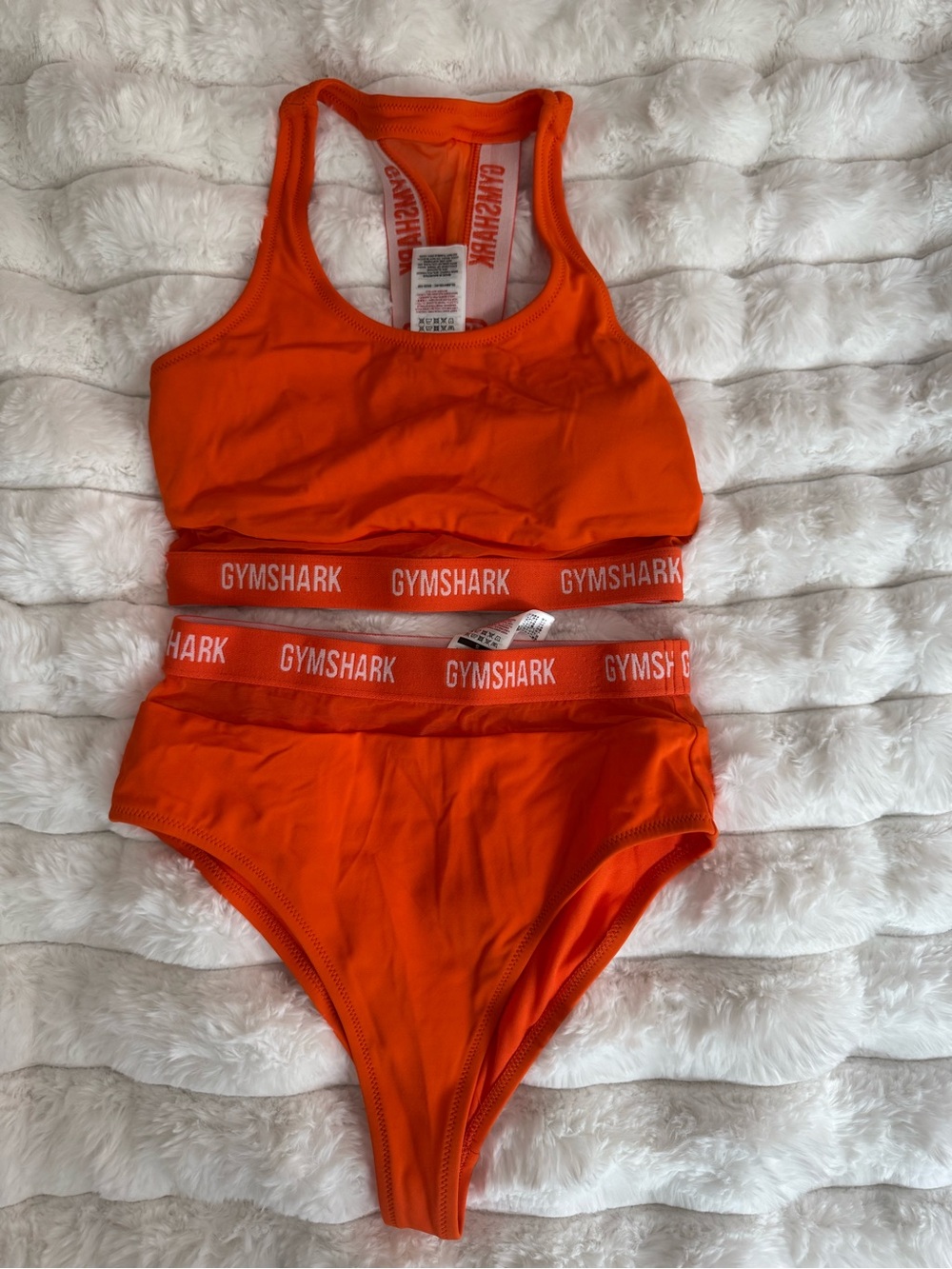 Gymshark Orange Racerback Sports Bra and High-Waist Brief Set